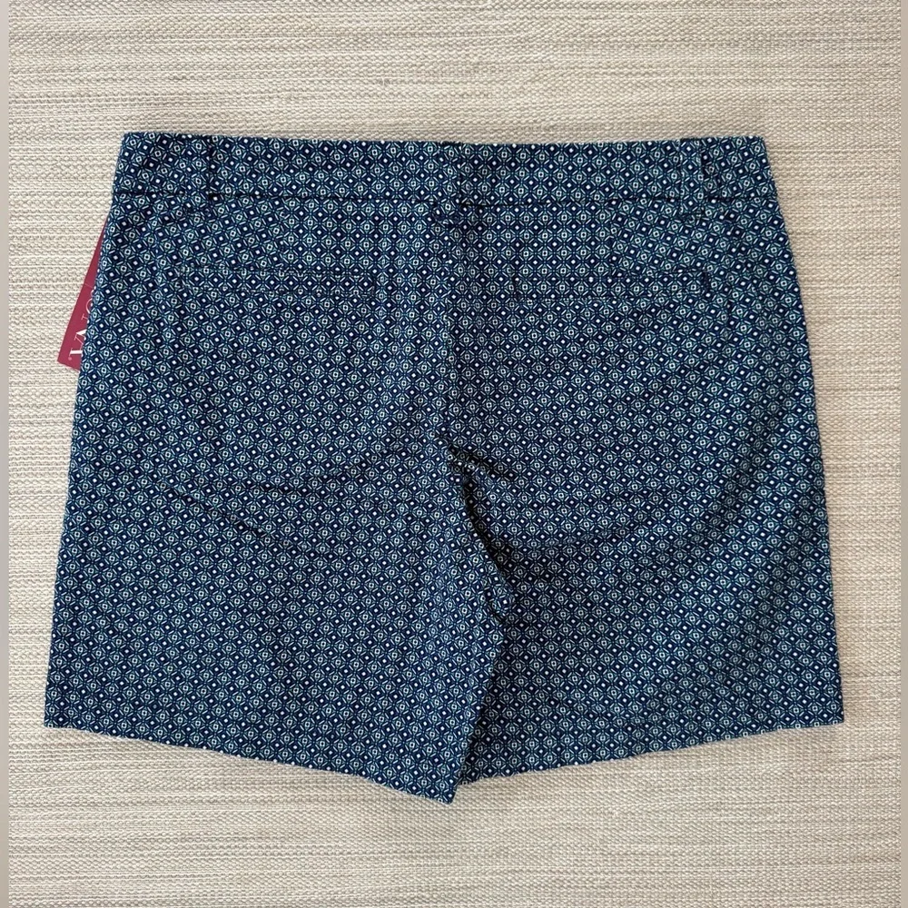 Merona navy green geometric print cotton classic chino shorts women’s 10‎ NWT
